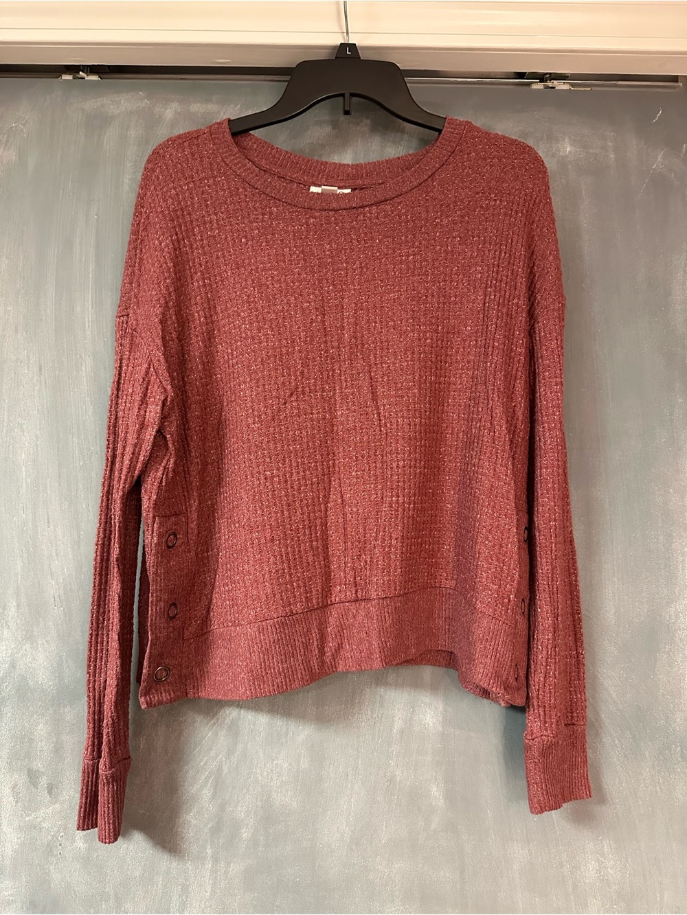 SO Ribbed Button-Trim Pullover Sweater - Rose